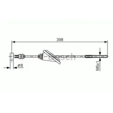 Трос ручника (центральний) Toyota Avensis/Corolla 01-08 (398mm)