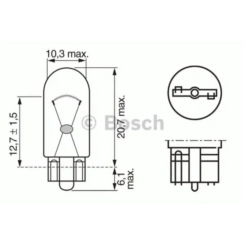 Автолампа W5W 12V 5W W2.1x9.5d (без цоколя)