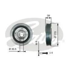 Шків колінвалу Fiat Doblo 1.9TD 01- (170x30.5) 6PK (з болтом)