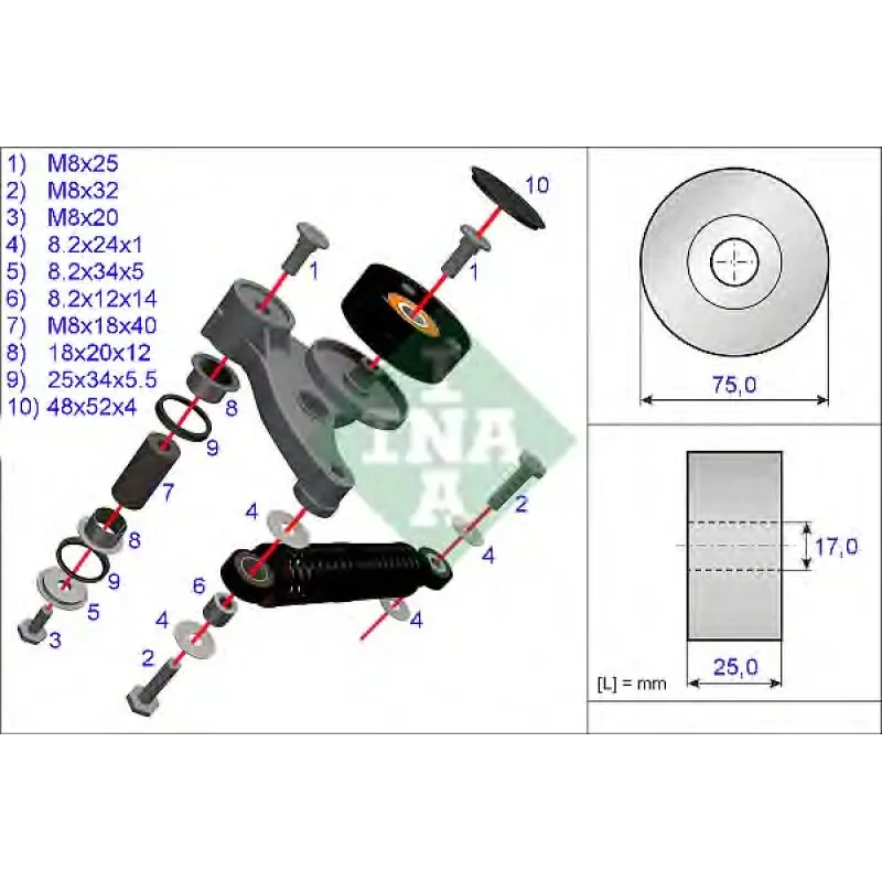 Натяжник ременя генератора Audi A4/A6/VW Passat 2.5 TDI 97-05 (кивачка)