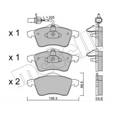 Колодки гальмівні (передні) VW T4 90-03 R15 (+датчик)