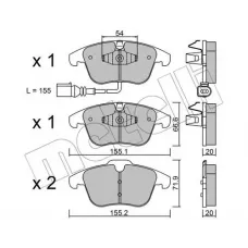 Колодки гальмівні (передні) Audi Q3 11-18/VW Passat B8 14-/Tiguan 07-/Sharan 10- (+датчик)