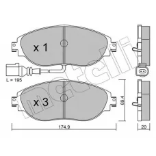 Колодки гальмівні (передні) Audi Q3 18-/A3/Skoda Octavia/VW Passat B6-B8/Golf/Tiguan 12- (+датчик)