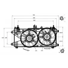 Вентилятор радіатора Fiat Doblo 1.3/1.9JTD 01- (з дифузором)