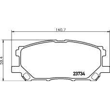 Колодки гальмівні (передні) Lexus RX 03- (Akebono) (140.8x59.3)