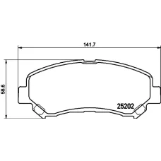Колодки гальмівні (передні) Nissan Qashqai/X-Trail 07- (Akebono) (141.9x58.6x16.8)