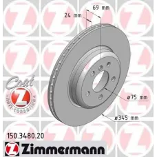 Диск гальмівний (задній) BMW 5 (F10/F11)/6 (F06/F13)/ 7 (F01-04) 09- (345x24) (з покриттям) (вент.)