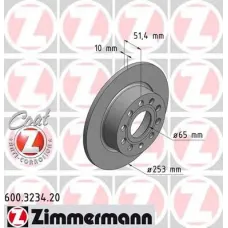 Диск гальмівний (задній) Audi A3//VW Caddy III 04-15/Skoda Octavia III/IV 03- (253x10)(з покриттям)